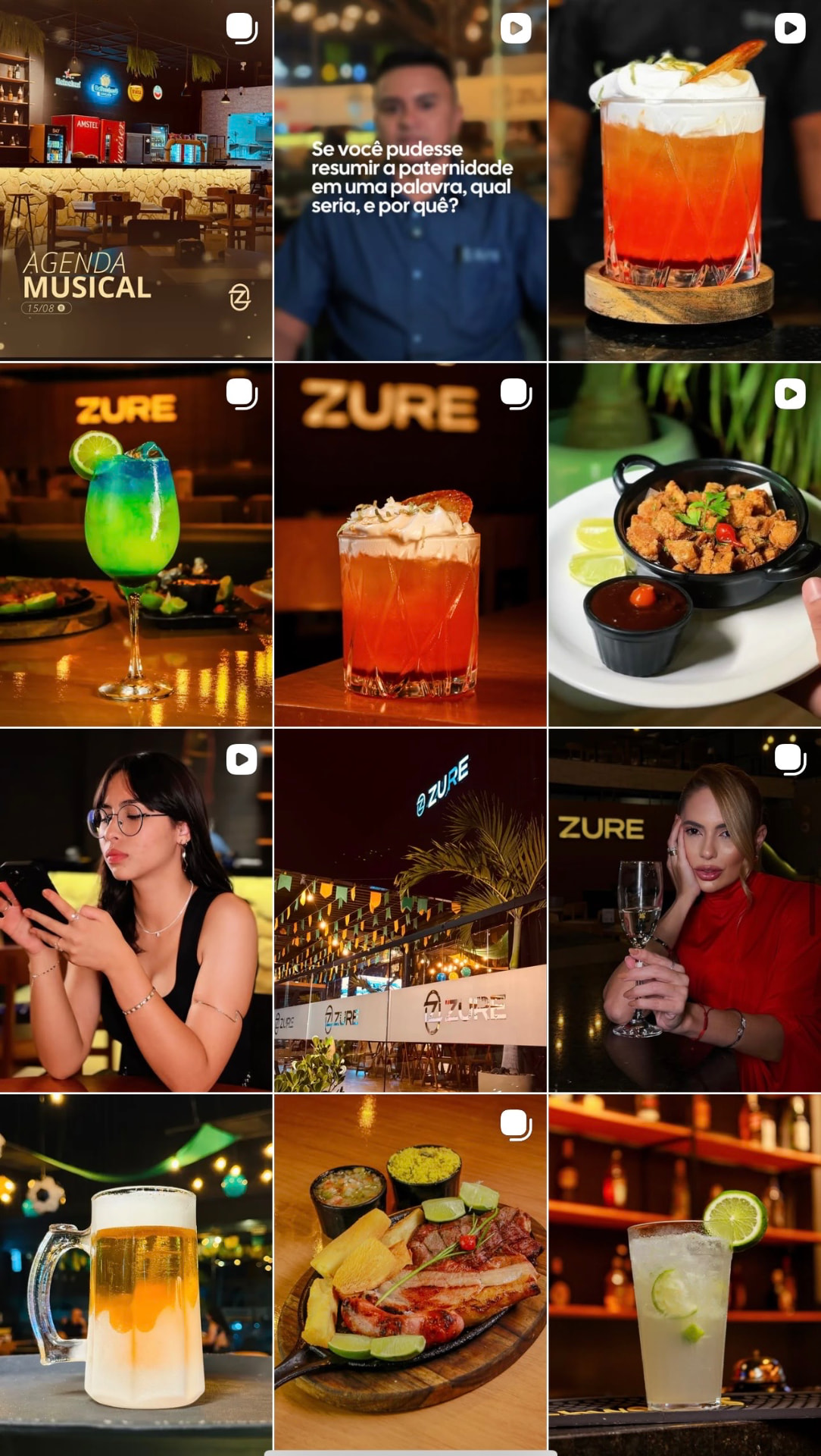 Feed atual do Instagram da Zure